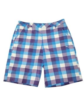 Puma Blue & Purple Plaid Pattern Golf Shorts Pant Size: W34
